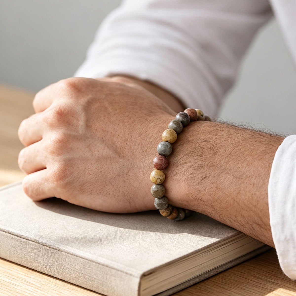 Vintage-Style Picasso Stone Bead Bracelet, Creative Inspiration